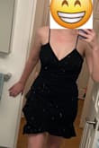 When I wear this dress I feel just like the woman in the dancing emoji. It is such a great dress for dancing and nights out! The material is soft, comfortable, and hugs your curves. The neckline is also really flattering. I'm so happy with this dress! - Alexandra B.