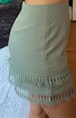 This skirt was super cute and fit great. I am usually as XS/S (waist 26') depending on how I want the fit, so I opted for the XS for a bit tighter. It fits perfectly around my waist and hips. Good quality. - Chelsea D.