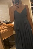 Fits great don't even need to get it altered. Material is nice and such a great dress for the price. I'm 5'7" 1/2 and it touches the ground so would have to wear small heels which is perfect - Natalie G.