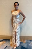 Great fabric and feels good on the skin. I wore it for my husband's military formal dinner and it was just perfect!
I am usually between XS and S depending on the brand. Even the S was a bit tight fit for me. I wore it with my belly sucked in for most of the evening but if I put on anymore weight-I will likely not fit into it. Order your usual size and one size up and see what works best for you. - Sneha D.