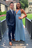 The color is different than pictured it almost looks more like a powder blue than a purplish blue and looks wonderful on! Fits true to size and very comfortable! Wore it to a wedding and got many compliments, definitely recommend! - Taylor S.