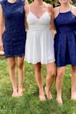 I wore this dress for family pictures. It fit great! I wear a small or medium and was glad I went with a small. - Linnea J.