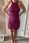 I ordered this dress for a wedding. I didn't realize it was a little more purple than I was hoping for. It also is a little tight around the butt, but I have wide hips. I am debating returning it, but I do think it's pretty and classy. We'll see! - Julie P.