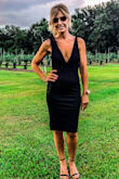 I wore this to a wedding in FL. I loved the quality & length! I'm usually an xS. This was fitted which I prefer. I wore double-sided tape, but it made me more self-conscious so I took it off. Wish the ties stayed a bit tighter but overall, a gorgeous dress for any event. Even got a few compliments. Lulus is my new ''go-to'' for dresses! - Jeannine U.