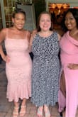 This dress was beautiful, the fit was great. I loved that the straps were adjustable. My only qualm about this dress is the zipper was SO cheap. Because there is a band under the bust, it takes a good yank to zip. Otherwise, loved! - Cristina T.