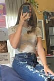 The material is super soft and isn't see through if paired with the right bra. Definitely a fitted shirt but looks great with casual or fancy bottoms. 9/10 :) - Aliyah W.
