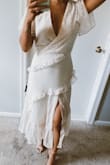 Loved this dress so much! I wore it during my children's baptism. I pinned the chest and the slit just a bit to make it more appropriate for church. Such a cute dress and such a great fit! - Aaron F.