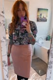 Beautiful skirt. Looks just like the picture. The only issue I had was it being a bit large in the waist. I wear a size 12 and have a 31" waist. I ordered a large but could have gone with a medium. I suggest sizing down. Instead of returning it I had my tailor take in the waist and it's perfect. - Summer E.