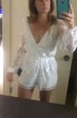 This was such a cute romper! The sequin details really made it delicate and beautiful. However as much as I wanted it to work it was just a bit loose and awkward up top near shoulders. - Brittany S.