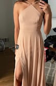 I lovedddd this dress!!! Such a stunning color for a nice muted blush. Wasn't too pink or beige. Loved the slit and the back of this dress - Jessica Z.