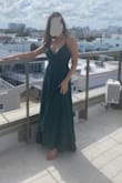I ordered an XS and an S, and ended up preferring the S; XS was too snug. If you're on the shorter side like myself, you'll need to get this hemmed, even with heels. The straps are adjustable and they did start to dig into my shoulders after wearing it for many hours, but not unbearable. Your left breast might be a bit more exposed than the right, just due to how the fabric lays. Also, you may want to wear nipple covers/petals as the fabric is not that thick. Overall, it was very pretty and I got compliments! - Shannon M.