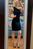 Favorite. Dress. Ever!!! The saying "I feel like a tall glass of water" was made for this dress. It's got everything you'd want in a dress: sophistication, super comfortable, flattering, and doesn't hike up at all!! Some reviews were saying to get a size smaller than you normally would, but I am glad I got my normal size, it fits perfectly. Loved how it worked with my asymmetrical haircut as well. I haven't worn it to my event yet, but I have already gotten so many compliments on my social media when I shared these photos. So you can stop reading the reviews and add it to your cart already, you've found the dress you've been looking for! ;) - Abigail K.