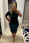 I bought this for a wedding and am so glad that I got it. I typically go in between small and medium with Lulus but given this is more of a bodycon style, I opted to go with the medium to fit my hips. Knowing that the lace could potentially have very little stretch, I'm glad I did! However, the lace is super soft and has a little bit of give to it. One thing I'd note though is that the material is a bit thinner, so while some lace dresses will hide flaws, this will not give you much compression. I probably won't be able to wear spanx or anything under given the midriff is showing, but it's still beautiful regardless! It's the perfect midi length and elegant yet subtly sexy. - Stephanie C.