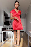 really a beautiful dress! a little loose around my waist but hard to tell if it was the dress or i should have just gotten a smaller size. The color is really vibrant and it looked phenomenal with red lipstick. I got lots of complements. a little low cut (was using the dress for my org's professional photos) but nothing a safety pin couldn't fix. I'd also wear it out to parties without the safety pin. - Gift O.