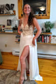 For the price, I had to give this a try! I read a ton of reviews but still, ya never know. Well, the dress arrived in less than 2 weeks and it not only fit, it was amazing quality! I don't wear heels and will have to have it hemmed, but otherwise the dress is perfect. I would have easily been charged 5-10 times the price at area shops. My friend said "I found a great shop, nothing over 4 grand but lots in the $1,200 range". I replied "Eek!, that's at least one zero too many!" I got nervous and didn't want to miss the opportunity (almost sold out) so I ordered the dress from Lulu's, I went a size up just to be sure since you can shrink a dress but not make it bigger. The size 10 (I'm usually a size 8 but it varies) fit perfectly with the tie-up back!  I'm 5'8" and a slender 150 pounds. - Jasmine H.
