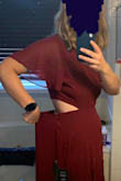 I have ordered from Lulus quite a few times and I'm always a L in their dresses. I ordered a L and this dress was gigantic on me and super long as well (I kept stepping on the bottom even in heels). Since I ordered it late I ended up having to stitch the back myself so it didn't fall down past my butt. It's beautiful, but definitely size down! - Kelsey F.