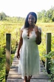 I purchased this to wear for our wedding venue tours. We toured our potential ceremony site and reception site and ended up saying yes to both! I want us to really enjoy our engagement process/planning and this dress helped me capture the moment. I also vlogged about it here https://youtu.be/aAVqQa6COTs if anyone wants to see more of the dress as well. I received so many compliments on this dress from everyone! Boob tape is a must and everything will stay in place! When you first put it on the back might look like it'll flop around, but tape takes care of that for a beautiful flush look. - LaToya K.
