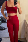 I ordered a couple jumpsuits and they were too tight on the thighs.
I have muscular legs but they just look fat in these pants. Everything else was great. If I went up a size it would be too tight everywhere else. - Leslie R.