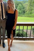 Bought this for a cocktail attire wedding and just to have a staple LBD and it exceeded my expectations! Great quality, material, fit, and extremely comfortable. LOVE the square neck and height of the slit - sexy yet classy. Paired with skinny strap heels and felt amazing! I usually have to order medium for bodycon styles but the small fit perfectly. - Lauren A.