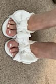 I just love these shoes.  So far super comfy.  I bought them in a 7 and 7.5 and the 7 fit perfect.  Cant wait to wear them to all the bridal things!  I even purchased the rose gold color too.  Perfect dupes for the expensive shoes! - Erin F.