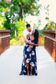 I purchased this dress in blush pink first but didn't feel the colour complimented my complexion very well.  I then re-ordered the navy blue! This dress was perfect for our engagement photos! 

This dress does have a trail so if you are 5'1 like me you will need heels.  It was perfect though with my platform sandals and flowed so nicely in the breeze. The slit was not too high and the bust fit perfect on the XS. I used double sided tape to keep it in place and an adhesive bra made for deep v necks.  The material is good quality as well.

My only complaint is related to shipping from Lulus for international customers.  I live in Canada and I find DHL broker fees very pricey. I wish you offered other options to be honest, I'm ok with a longer wait if it saves costs.  This deters me from ordering more frequently from this company. (Just my personal opinion). - Shai W.