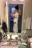 Was worried when I ordered this if it would show too much through or show every bump. It's surprisingly not that bad! Although I'll probably still wear something underneath it. Going to use as my rehearsal dinner dress, my fiancé loved it ;) - Lauren K.