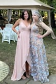This is a true wrap dress, I felt it ran small in the bust area or was more revealing than I expected. I wore a minimizing bra and used fashion tape but was uncomfortable with the amount of cleavage. Still pretty, but definitely more skin than appropriate on my sister's big day. - Erin K.