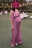 I wanted to purchase a dress for a wedding that was not a maternity dress so that I could wear it in the future. This dress worked out well enough and I received a lot of compliments! It gets wrinkled easily so it should be dry cleaned. I did not like that the clasp that holds the upper part of the dress together kept easily snapping open. It was like the bust area was too small for me so the dress did not feel secure in that area. The dress is quite long as it almost touched the floor and I'm 5'9" and was wearing 2 inch heels. - Cheryl B.