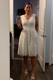 This dress is adorable but has a lot of extra puff to it (as others have said). The extra puff to the skirt plus the fluffy lace around the neckline just didn't look as flattering as I had hoped. I bought it for my outdoor wedding and was glad to have a second option to go with. I think if you cut out the tulle layer, it may look less fluffy. I do love the pockets. - Kristina C.
