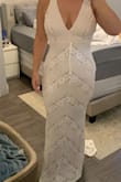 Ordered this for my rehearsal dinner/sunset cruise. The fit is even better than I expected, material is double lined and SO flattering, no spanx needed. Will definitely need to get hemmed about 3 inches, this also has a small train so keep that in mind when ordering. Overall 10/10 on the fit this dress is gorgeous. - Briana G.