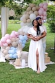 I love this dress, as soon as I tried it on I fell in love! So when I wore it on my actual gender reveal day I felt like a goddess! So comfy, I love that it was long also loved how it showed my pretty little bump! - Cynthia C.