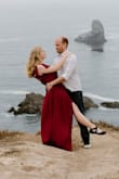 I got this dress for my engagement photos and it was perfect! It moves beautifully in the pictures, and the slit up the side gave it a little more dynamic look than just a maxi dress. It's super flattering too. Just make sure to get some spanks cause the slit goes right up to the crotch. Will say it is a little long for 5'4 so I tripped a lot but I'm going to get it hemmed/wear heels next time. Highly, highly recommend!! - Jennifer A.