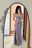 This is the second dress I bought for the December wedding I'm attending. I fell in love with this dress the moment I saw on the website. I never wore bodycon dresses but this one is perfect. I love the color and the off-shoulder. It's a little long but wearing heels make the length perfect and will add this cute metal belt for accessories. Absolutely recommending this dress. - Aiza E.