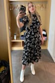 I bought this dress for a friends wedding and got so many compliments! The quality is great, is super comfortable and is versatile enough that you can get many uses out of it. I am usually between M and L due to my bust size, and the Medium worked out great. Runs very slightly big, but I wouldn't change sizes. Buy it!!!! - Taylor R.