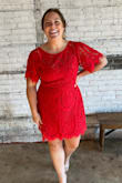 This dress surpassed my expectations! I needed a dress for a wedding and this dress came quick/fit perfectly. I was worried this would be more of a bodycon dress, and it wasn't that at all. I have larger arms and sleeves were loose/long enough so I felt comfortable. I saw mixed reviews about the size so I went a size up (I'm normally a L), just incase...happy with my decision! Lots of compliments on the color, shape, and lace details. - Mary K.