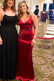 The dress fit me perfectly and in all the right places! It was super flattering and so comfortable. The colors isn't as "pink" as it shows in the images on the website, but it's still a gorgeous color. The fabric is stretchy so I was able to move and dance just fine without feeling like I'm going to rip at the seams. I've got another ball I'm attending in February and I'll be ordering the emerald one for that! - Rebecca S.