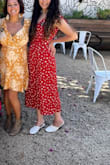 I took a risk and bought this jumpsuit on final sale and I'm so glad I did! It's such a bright, fun, color that pops in photos! I normally wear an XS and this is a tad tight around the ribcage but it fits perfectly everywhere else. - Beatriz K.