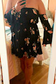 The dress is very cute, and the actual dress portion of it fits really well, which I was happy about since a lot of dresses do not fit my boobs. However, the sleeves being attached make the dress impossible to move in. You can't raise your arms and if you try to move too much it pulls the dress actually off your boobs. I have decided to cut the sleeves off the dress completely. - Sara B.