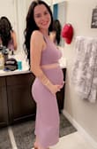 I purchased this dress for my baby shower. It has a great amount of stretch without getting stretched out over time. The quality of the material is top notch. The best part is that it's pregnancy friendly! - Kylie W.