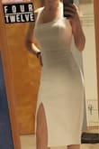 Absolutely love this dress. Bought it for my civil ceremony, and it did not disappoint.
On me, the straps were a little loose, but not uncomfortable.
Loved the slit, perfect height (not too high on the leg) - Lizzy S.