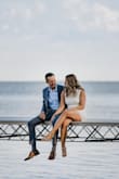 This dress was perfect for engagement pictures. It doesn't have a lot of stretch but fits well and is very flattering. It was maybe a little short when sitting down but a great length when standing. - Danielle S.
