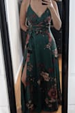 Love this dress! I'm 5'6", pear shaped, and usually wear extra small tops and medium bottoms. The small is a little big on my waist but the adjustable belt and straps help it fit perfectly. There's also still plenty of space in the hips, which was my main concern. The dress is a little long but a heel will fix it. It also arrived wrinkly and will need to be steamed (not a big deal at all). That being said, this dress is beautiful and I can't wait to wear it to an upcoming wedding! - Ashley P.
