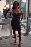I ordered this for my 50th birthday party and was a little nervous about the sizing. I ordered a large and it fit perfectly! It was definitely fitting, but I could move, dance, run around etc. and there was plenty of stretch! I would absolutely recommend this dress. Very beautiful and made well. Definitely worth the price. - Mya J.
