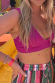 Love this swimsuit so much! Super comfortable and TTS, ordered the matching bottoms as well. Color leans more purple than hot pink - Tara S.