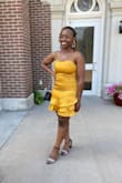I really like the material of this dress and the feel. It is a very flattering outfit and I got so many compliments on it when I wore it to a wedding. I could have been able to wear an XS because I have a smaller bust however because I have larger hips this size was great, I just adjusted the straps. If you're doubting, try it on and I'm sure you'll be impressed. - Lorane A.