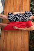 Got this dress on a whim for a wedding and loved it! The material is sturdy but not very soft or stretchy. Honestly, I didn't even care. It was still comfortable and fit me perfectly! - Bianca S.