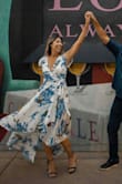 Wore for one of my engagement outfits for the flow factor. Nice movement and liked that it showed some leg without dealing with finding the  slit in wrap dresses. Wore with Lulus satin block navy heels. Happy with my choice. Also, I could wear with a regular bra. - Amy L.