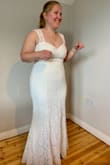 I bought this dress for my wedding dress after I changed my mind about the first dress I bought (got to love lockdown online wedding dress shopping!) This dress is perfect and fits my curves so well! It was slightly big in the bust and shoulders, and was a little too long. But nothing a quick trip to the seamstress couldn't fix. At first I thought I would need to wear a strapless bra but now that it's altered it holds everything in really well and I won't need one on the big day. I feel amazing in this dress and I'm so glad I found it! - Tonya L.