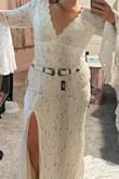 I bought this belt to wear with my wedding gown. Sadly, I didn't know my new waist measurements and bought a size too big. On its smallest sizing, it falls to my hips. It would fit perfectly if I were going to wear it that way. I need it to fit in my high waist area so I'll be returning for a smaller size.
The belt itself is thick and strong. The buckles are well made and sturdy. I love it so much. I'll probably even wear with a few country inspired fits once concerts/festivals get going again. - Nicole A.