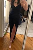 I ordered this for a black tie optional wedding and it was stunning!!! I had a little trouble with it staying in place on my chest so I had to use fashion tape to make sure I didn't have one of the girls pop out, But it was a total hit and I felt amazing in this dress! With 3" heels it was a great length (not too long) on my 5'4" body. The slit is a little high but I safety pinned it down a bit. Overall I loved this dress! - Jackie M.